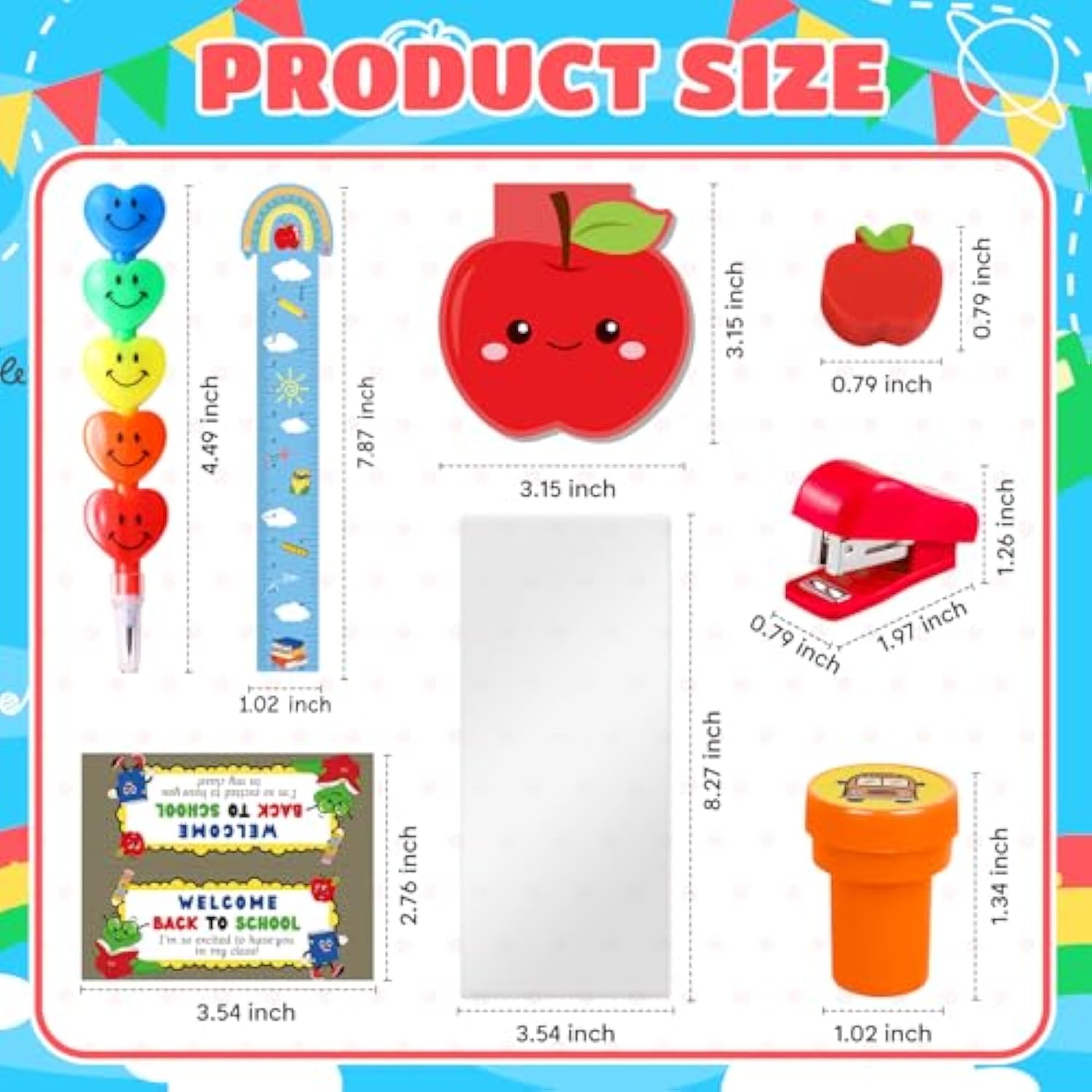 170 Pcs Back To School Gifts For Students First Day Of School Party Favors Stationery Set Supplies For Classroom Gifts, Pencils Notepads Bookmarks Rulers Erasers Stampers Treat Bags Rewards Prizes
