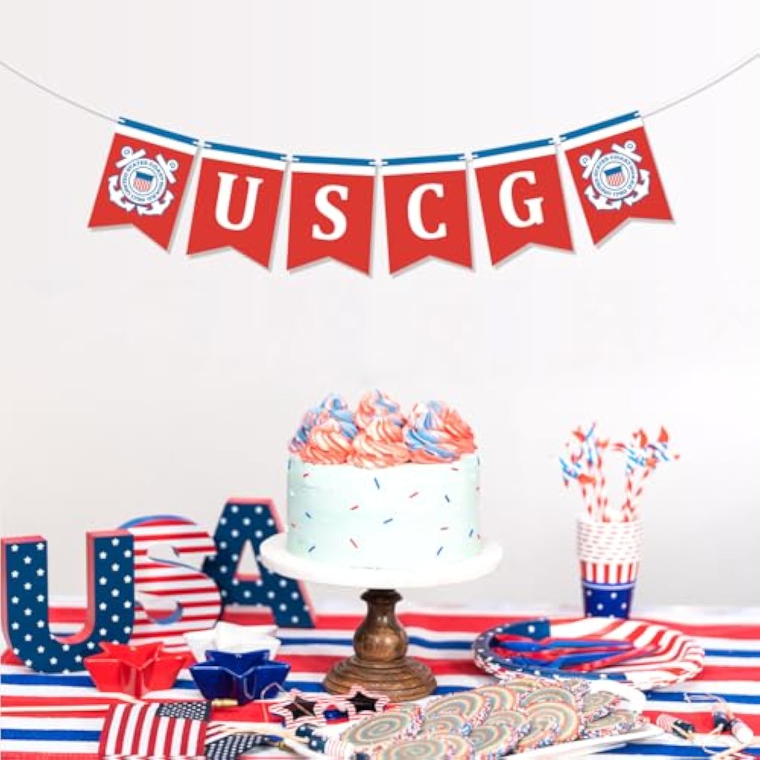 Military Uscg Banner,Us Coast Guard Graduation Parties, Retirement, Welcome Home & Birthdays Party Decoration Supplies