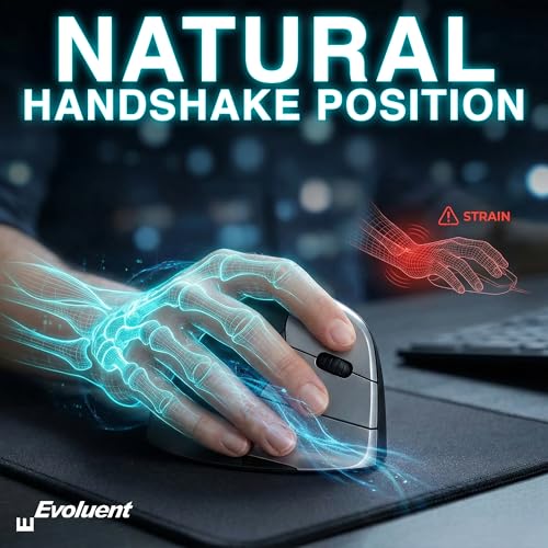 Inventor Of The Vertical Mouse Vmc Vertical Ergonomic Mouse Wireless Usb/Bluetooth Ergo Design For Right Hand M-L, Sculpted Comfort, 4 Speeds, Copy & Paste Buttons