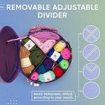 Knitting Bag Yarn Storage - Mother'S Day Gift - Puprle Durable Canvas Yarn Bag For Crochet Accessories - Yarn Organizer Crochet Bag With Knitting Accessories Case