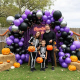 132Pc Black Purple Balloon Arch Kit 18 12 5In Metallic Silver Party Decor