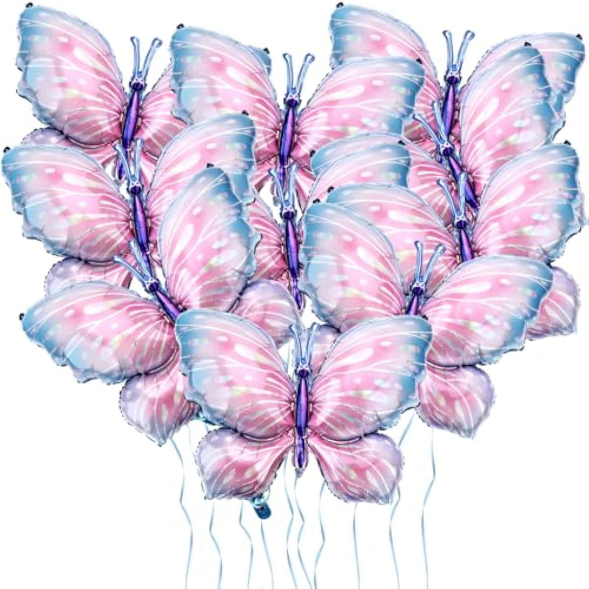 Butterfly Balloons, 10 Pcs 40 Inch Blue Pink Foil Mylar Balloons Favors Butterfly Themed Party Wedding Birthday Baby Shower Decorations