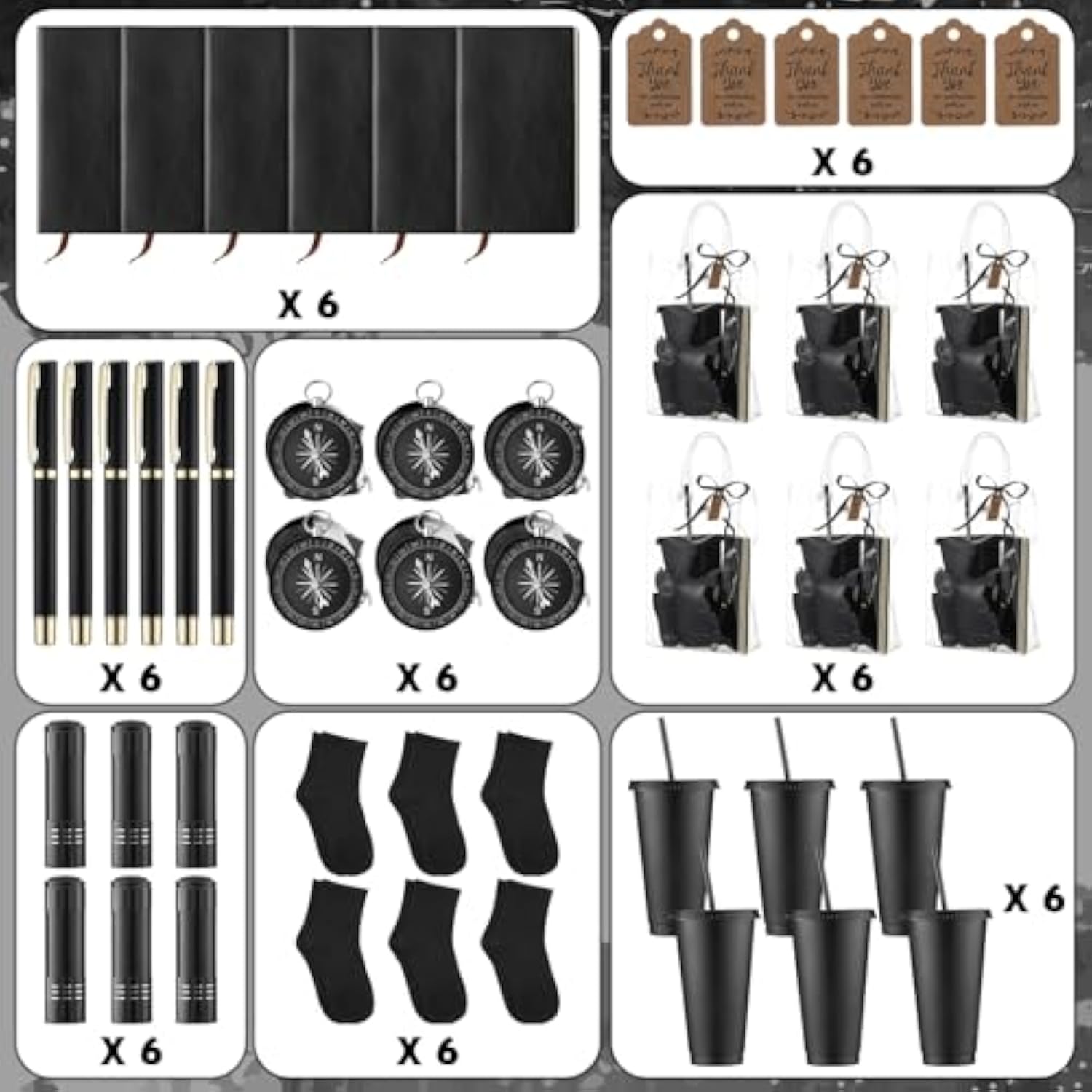6 Set Baby Shower Prizes For Men Baby Shower Favors Gifts Including Black Plastic Cups Socks Compasses Pens Notebooks Flashlights With Gift Bags Labels And Ribbons For Men Groomsmen