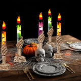 Halloween Decorations, 10 Pack Skull Candle Lights with Stakes, Battery Operated Waterproof Pathway Decor with Timer for Indoor Outdoor Front Pathway Lawn Yard Garden