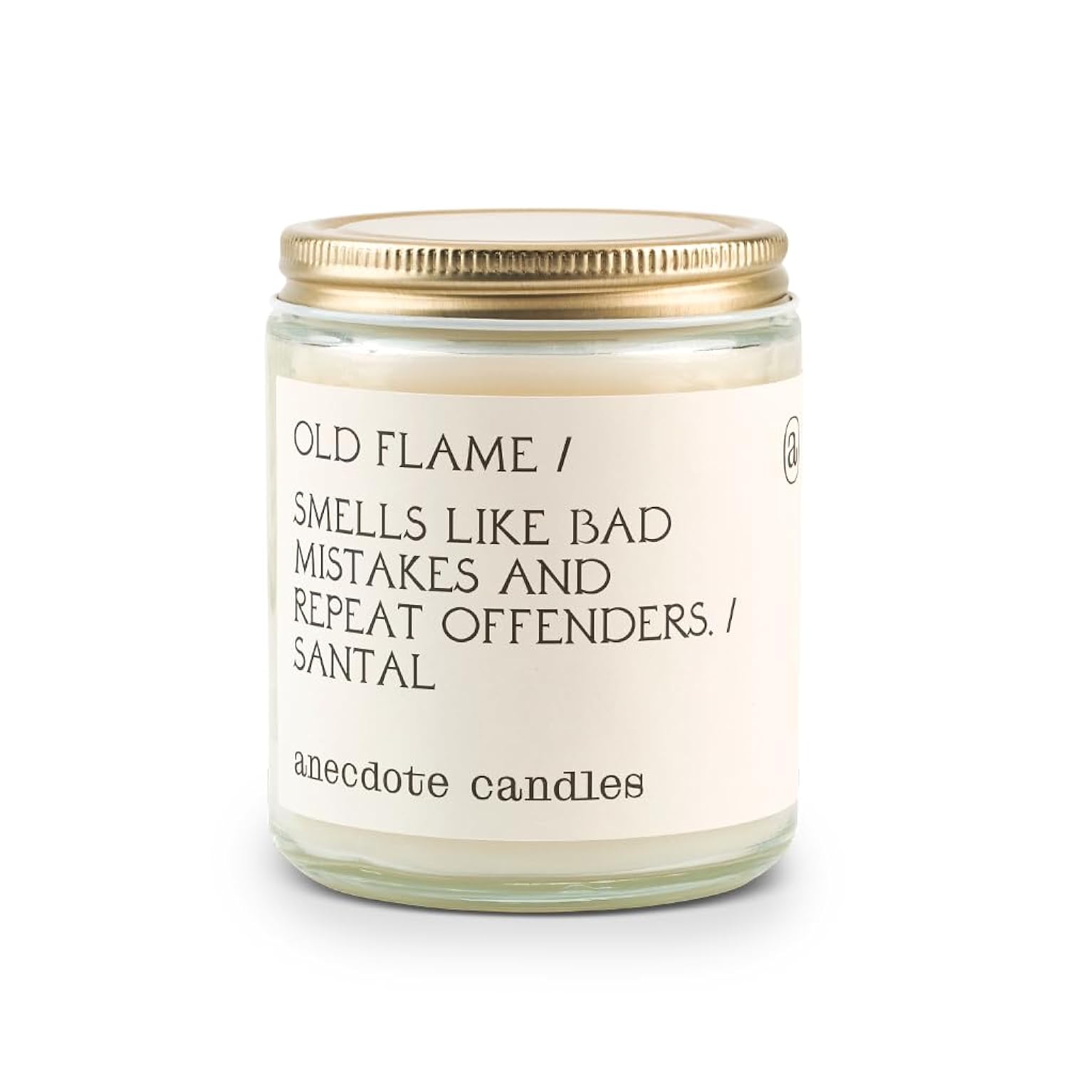 Anecdote 'Old Flame' Coconut Soy Wax Candle Jar | Premium Hand Poured & Long Burning | Sandalwood & Leather Scent | Phthalate-Free | For Home, Office, Gift - 7.8 Oz