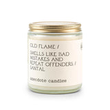 Anecdote 'Old Flame' Coconut Soy Wax Candle Jar | Premium Hand Poured & Long Burning | Sandalwood & Leather Scent | Phthalate-Free | For Home, Office, Gift - 7.8 Oz