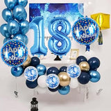 11 Pc Blue 17th Birthday Foil Balloons & Confetti Balloon Set for Kids Party Decor