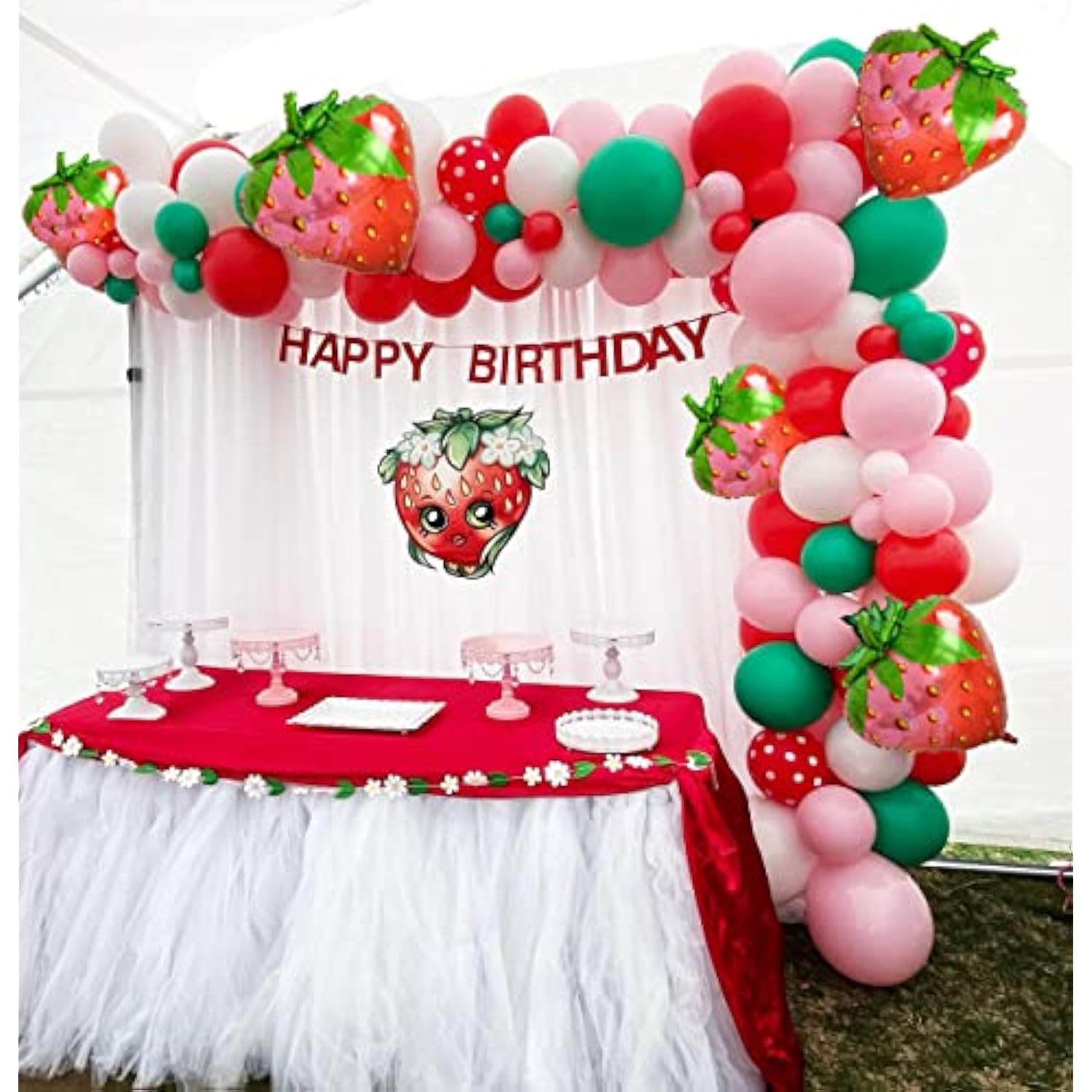 118pcs Strawberry Balloon Garland Kit for Baby Shower & First Birthday Decor