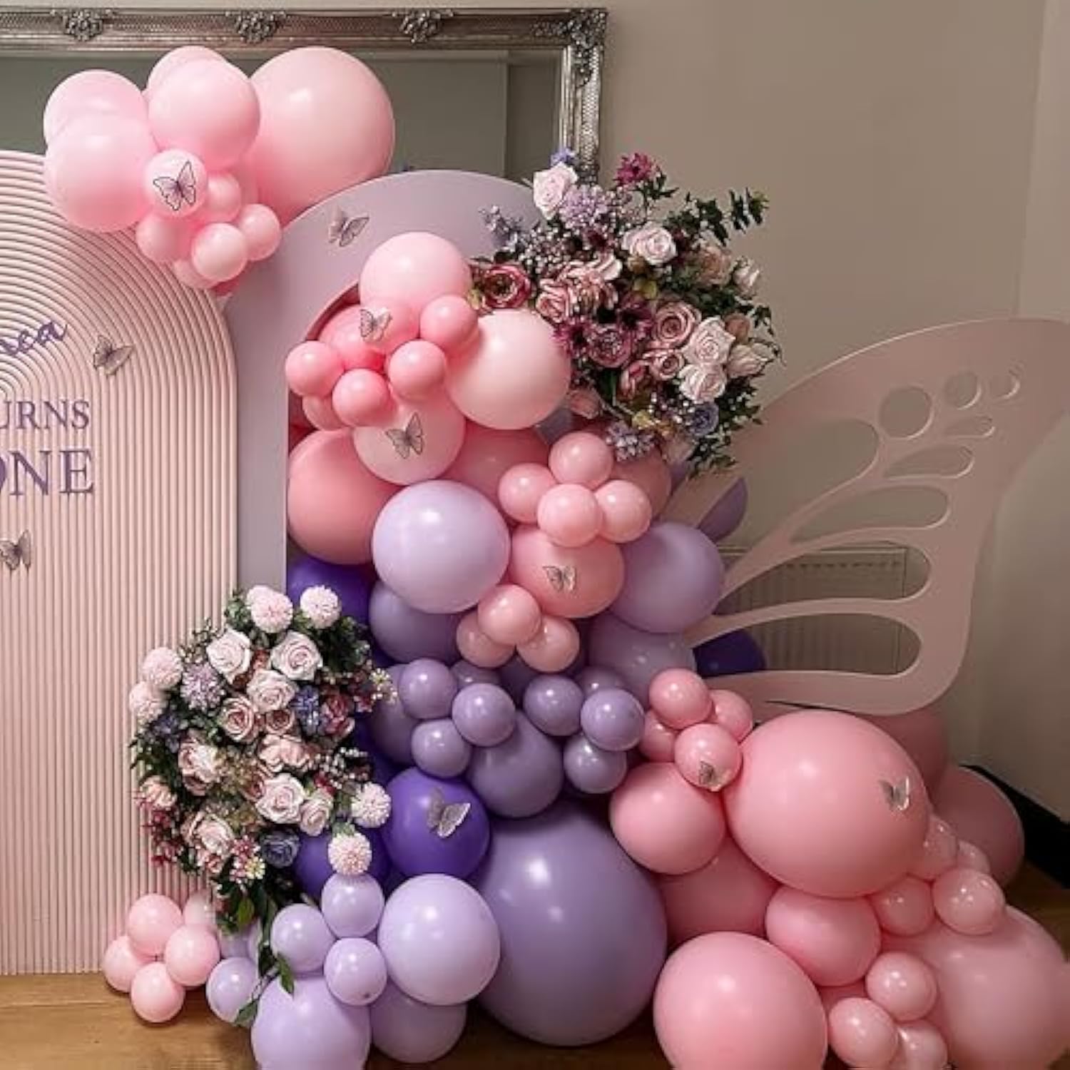 Butterfly Balloons Arch Garland Kit,Pink And Purple Balloons With Lavender Lilac Foil Butterfly For Girl'S Birthday Baby Shower Wedding Mother'S Day Valentines Party Decorations