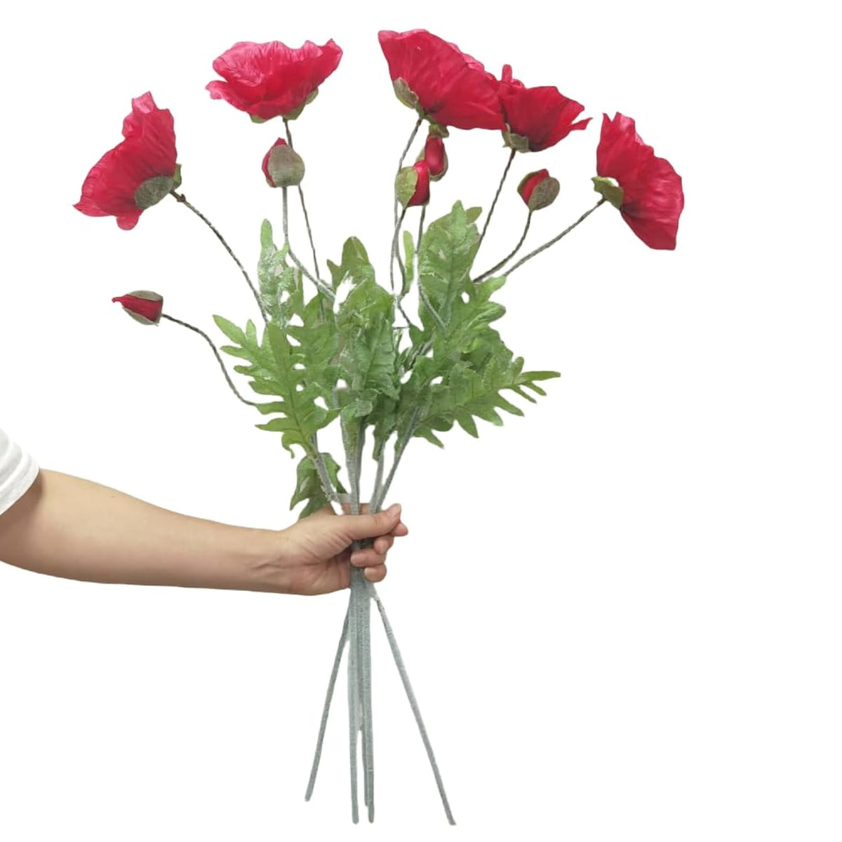 5 Pcs Artificial Flowers Poppies Silk Flowers With Stems,28" Silk Plants Ranunculus Artificial Flowers For Wedding Party Outdoor Indoor Decor Flower Arrangements For Table (Red)