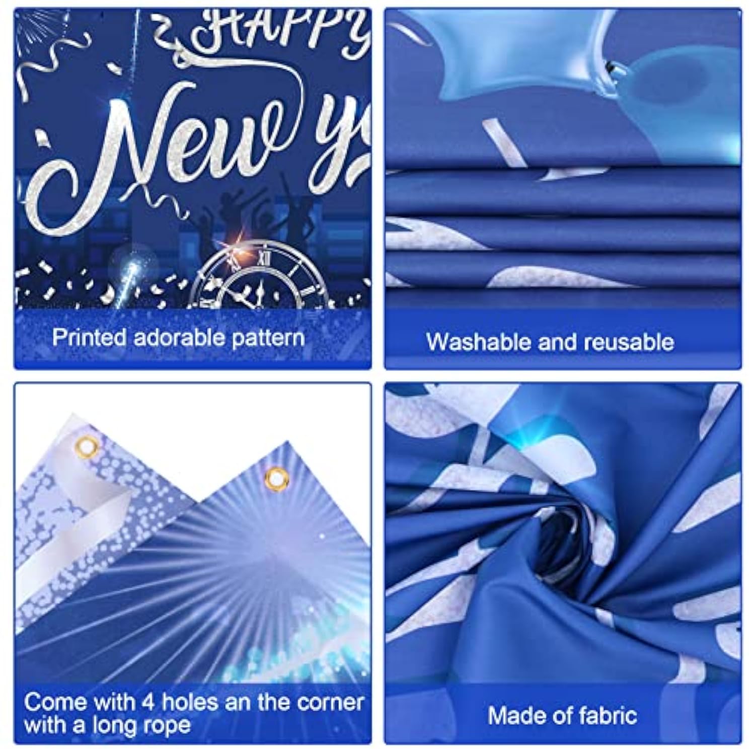 2026 Happy New Year Banner City Night Backdrop Party Photo Props