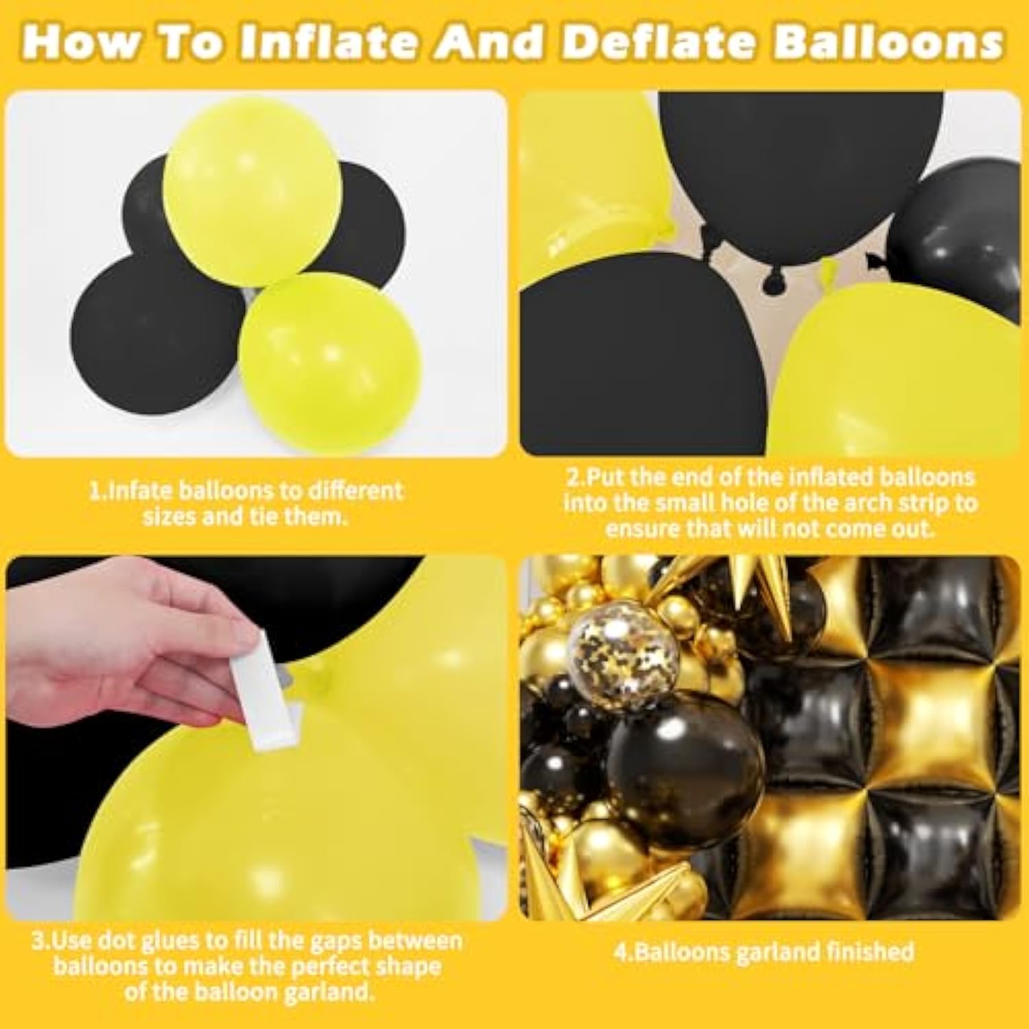 Black Gold Checkered Foil Balloons and Arch Garland Kit Party Decor