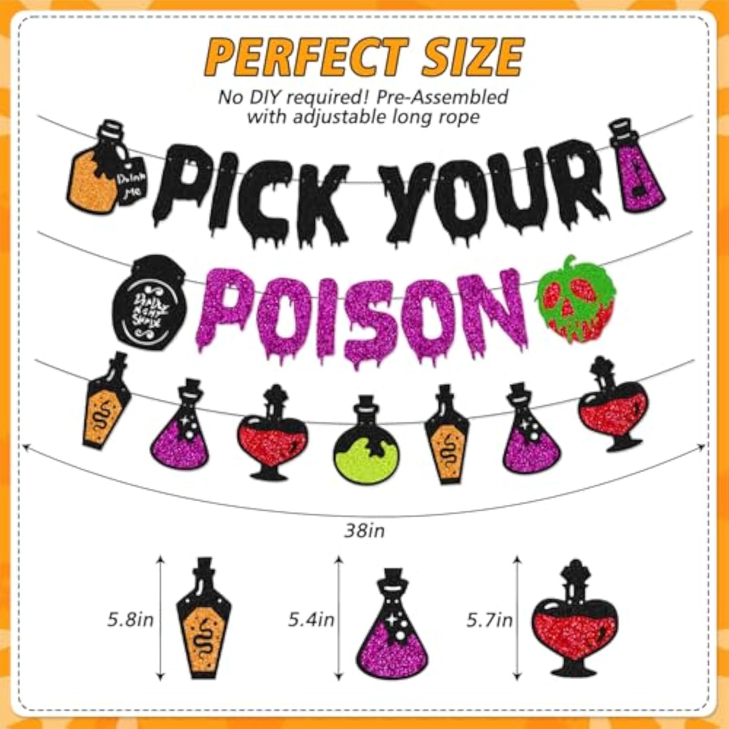 Pick Your Poison Banner Halloween Party Decoration Haunted House Potion Bar Horror Supplies