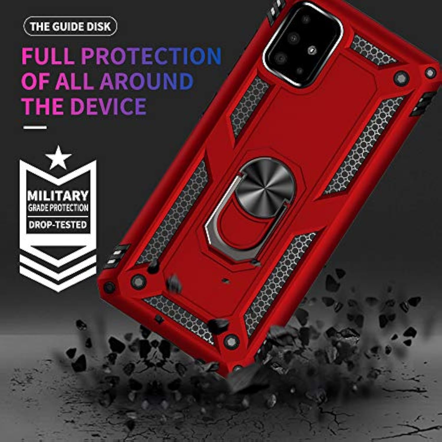 Samsung A71 5G Case, A71 5G Phone Case With Screen Protector, Military Grade Protective Cases With Ring For Samsung Galaxy A71 5G (Red)