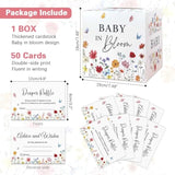 Baby In Bloom Baby Shower Decorations Diaper Raffle Box With 50 Tickets, Girls Wildflower Diaper Raffle Card Box Games Kit