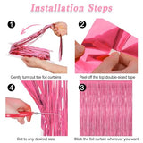 2 Pack Pink Party Decorations, 3.28 FT x 7.05 FT Pink Backdrop, Metallic Tinsel Backdrop Fringe Curtains Backdrop Curtains, Photo Backdrop Party Supplies Birthday Party Decorationsay Party Decorations