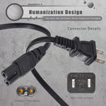 2 Prong Power Cord Charger For Epson Workforce Stylus Ecotank Printer Et-2800 Et-2803 Et-2850 Wf-2520 Wf-3620 Wf-M1560, Et-2720 Et-2750 Et-2650 Et-M1120 Et-M1170 Et-3760 Et-3750 Printer Charging Cable