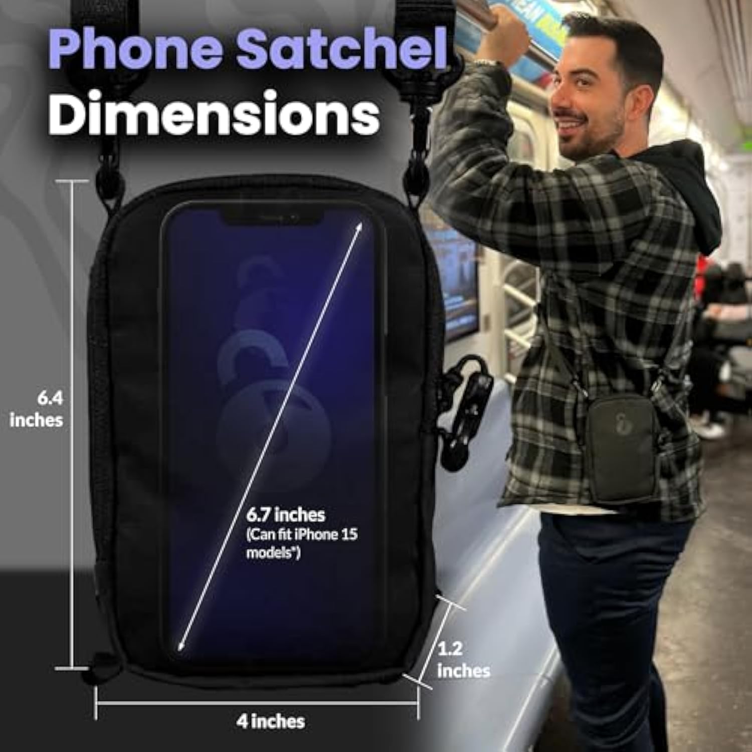 Anti Theft Phone Satchel – Water Resistant Cell Phone Bag With Strap Is The Festival Goer’S Choice With Built In Wallet Phone Storage For Live Events, Raves, And Travel Black