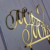 Mr And Mrs Cake Topper, Bride And Groom Sign Wedding, Engagement Cake Toppers Decorations (Mirror Gold Acrylic)