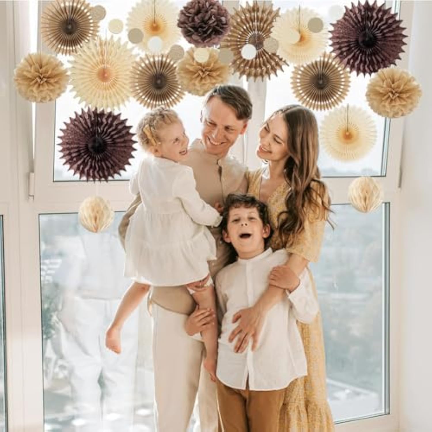Brown Party Decorations Brown And Beige Paper Fans Party Decorations Neutral Party Decorations Honeycomb Balls Beige Rustic Birthday Wedding Boho Baby Shower Brown Engagement Party Decorations