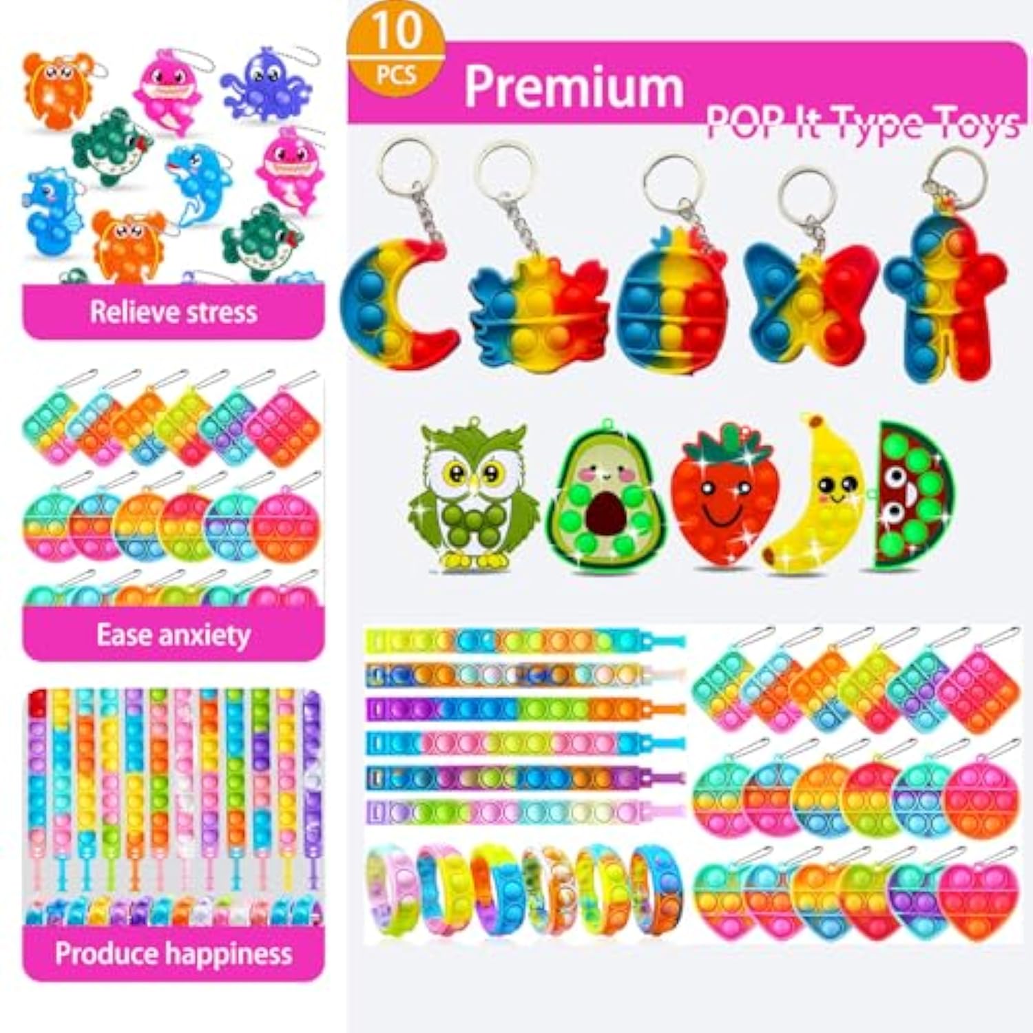 136 Pcs Pop Kids Party Favors Toys Bulk,5-In-1 Classroom Prize Box For 4-10 Ages Boys Girls,Carnival Treasure Box Stuffers Fidget Pop Its,Arts & Educational Toys Goody Bag Fillers,Pinata Stuffers