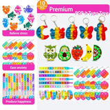 136 Pcs Pop Kids Party Favors Toys Bulk,5-In-1 Classroom Prize Box For 4-10 Ages Boys Girls,Carnival Treasure Box Stuffers Fidget Pop Its,Arts & Educational Toys Goody Bag Fillers,Pinata Stuffers