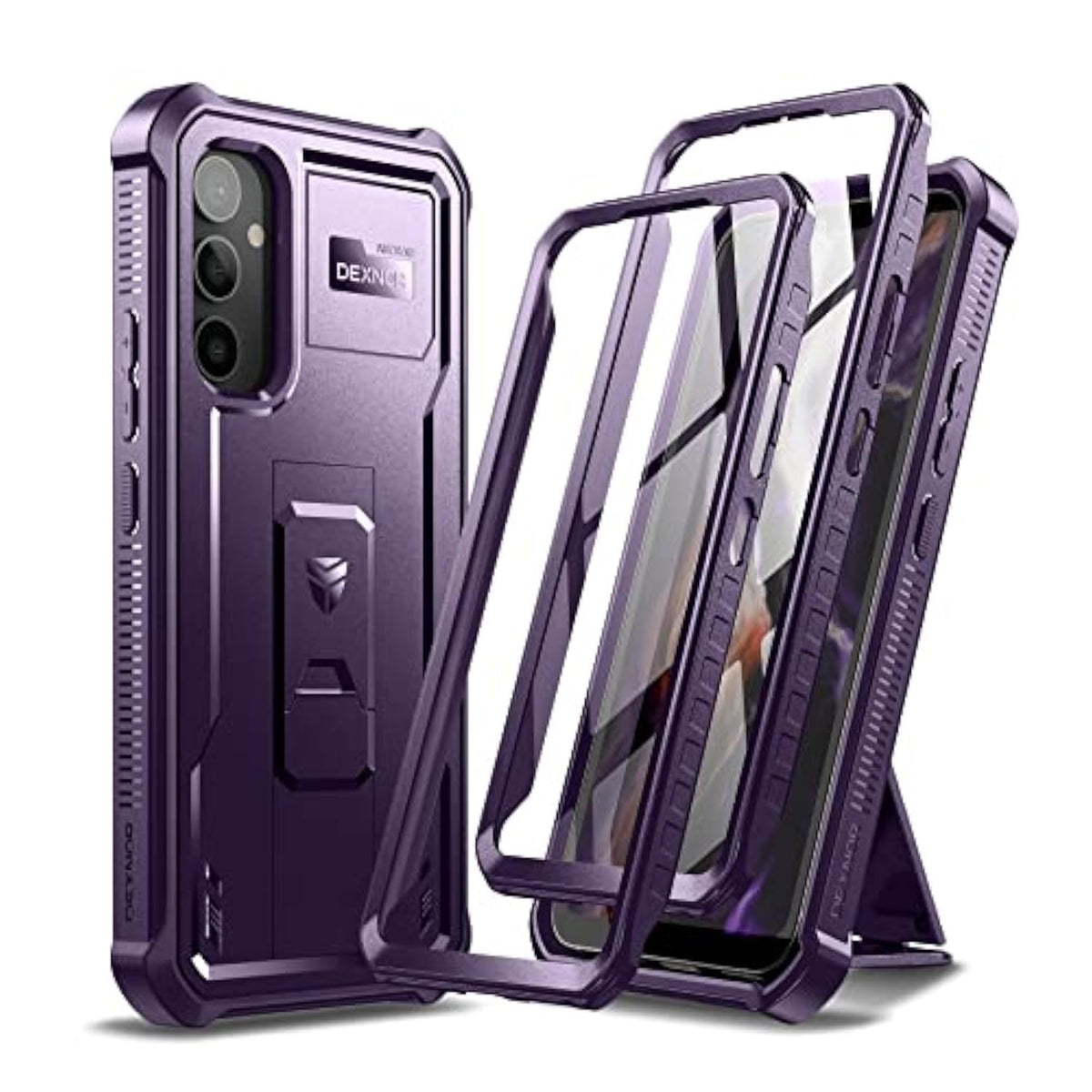 For Samsung Galaxy A54 5G Phone Case, [Extra Front Frame] [Built-In Screen Protector & Kickstand] Heavy Duty Military Grade Protection Shockproof Case For Samsung A54 5G, Phantom Purple