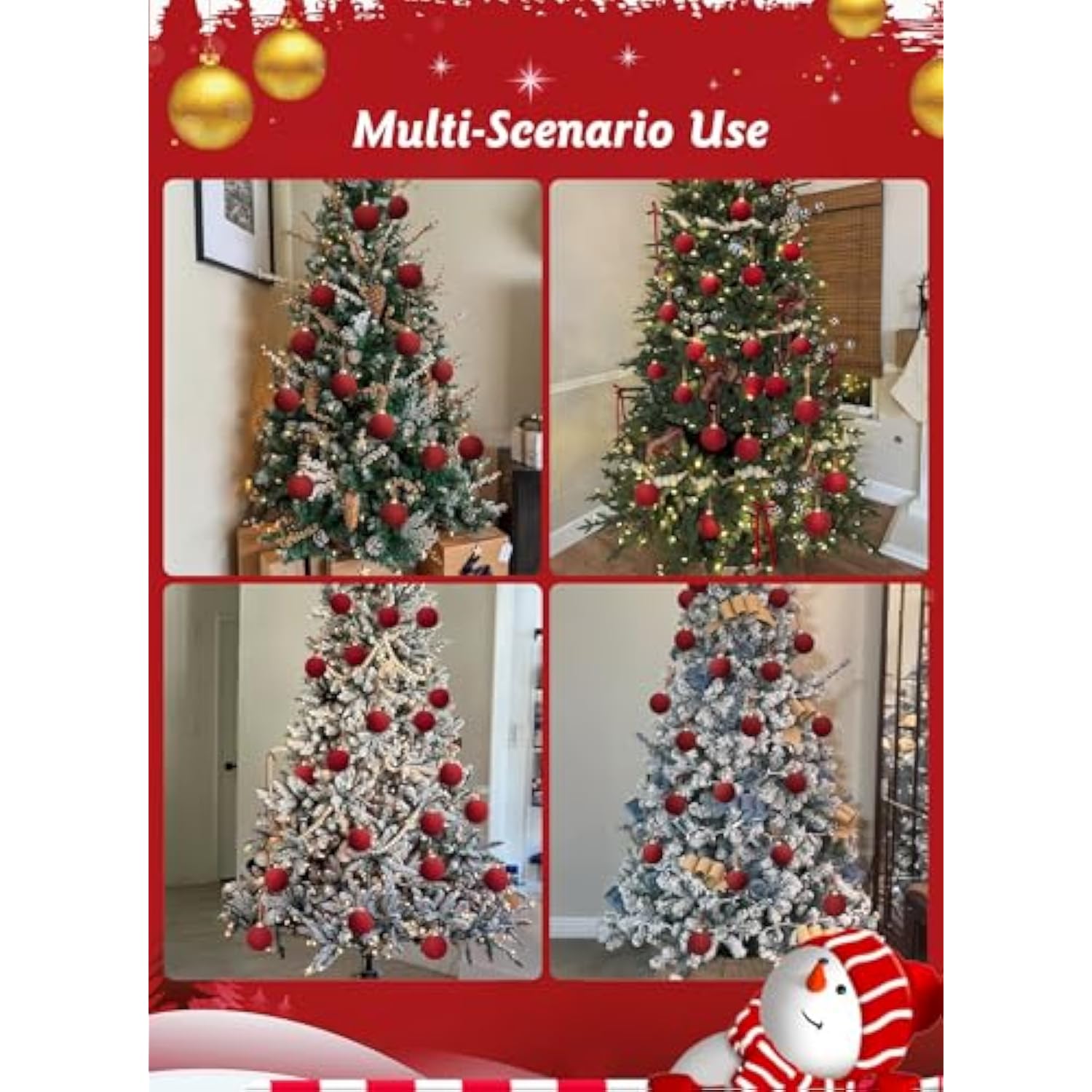 15 Pcs Red Velvet Christmas Balls, 3.15 Inch Velvet Ornaments For Christmas Tree, Christma Tree Flocked Ornaments Balls For Family Holiday Wedding Party Xmas Hanging Decoration