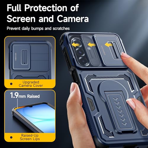 for  Galaxy A16/ A17/ A26 Case with 2 Pack Screen Protector, Slide Camera Lens Cover, Kickstand & Lanyard Strap, Dual Layer Shockproof