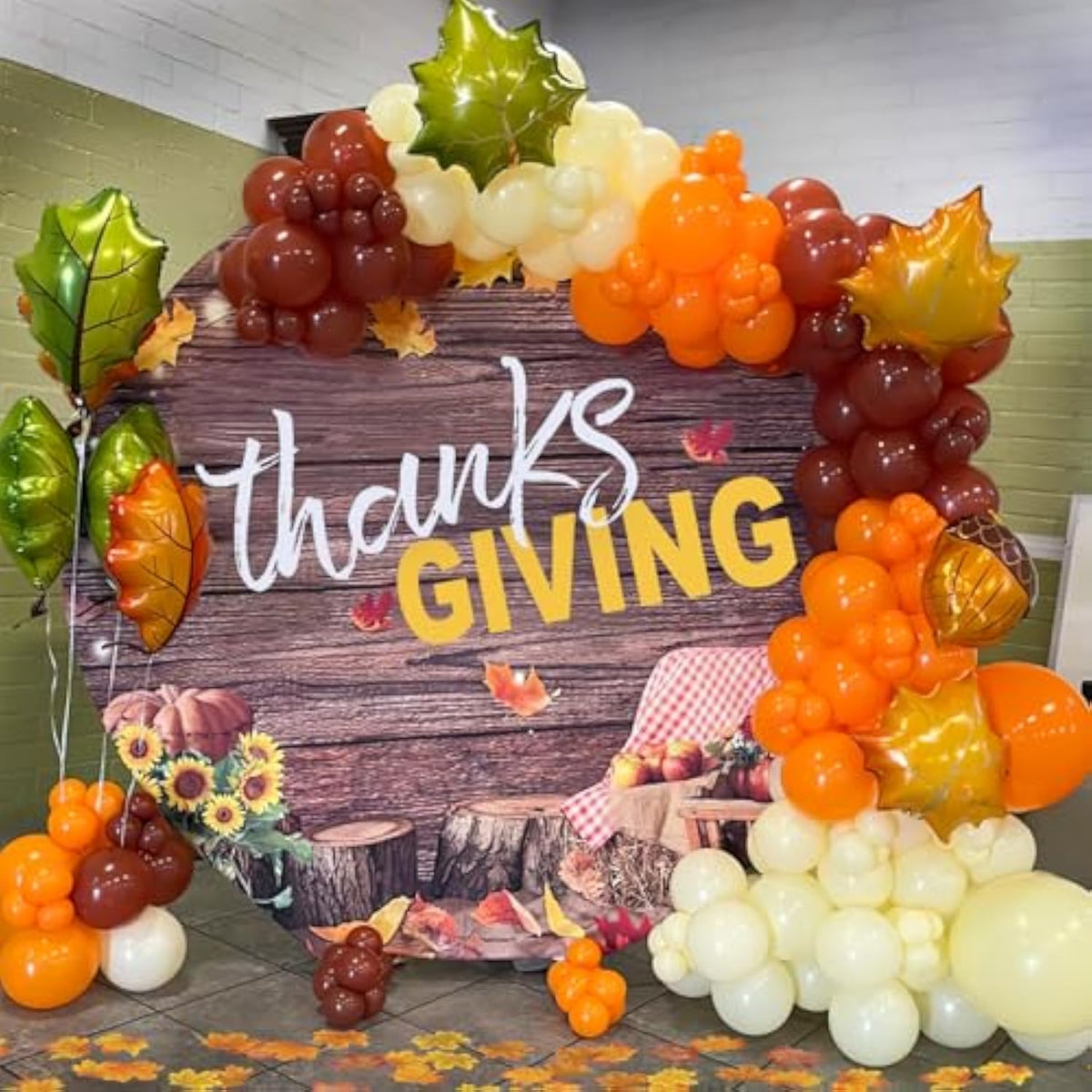 Fall Thanksgiving Balloon Arch Kit Orange Brown Maple Foil Balloons Autumn Party Decor