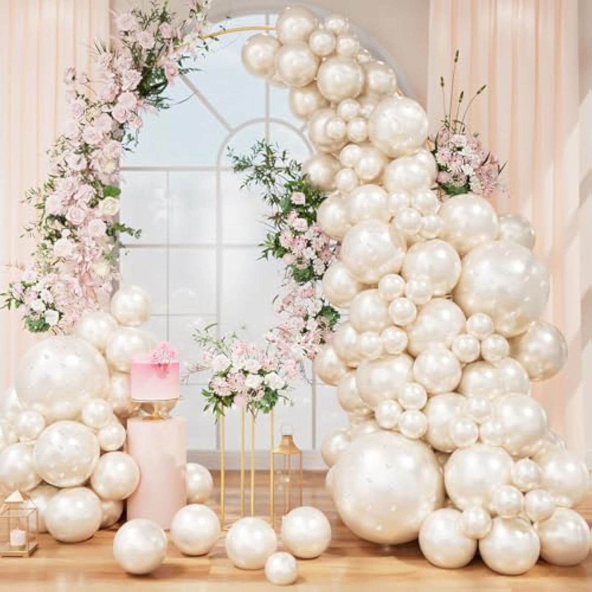 83 Pcs Pearl White Double Stuffed Balloon Arch Kit for Weddings & Parties