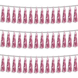3P Light Pink Foil Fringe Metallic Tassel Streamers Banner Tassel Garland For Parade Floats, Bachelorette, Wedding, Birthday, Halloween, Christmas, Bridal/Baby Shower Party Decorations