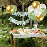 30pcs Camp Bachelorette Balloons – Sage Green & Gold 12" Party Décor