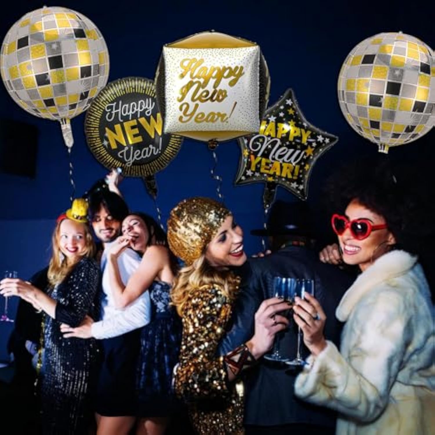 New Year 2026 4D Square and Disco Ball Balloons Party Decor