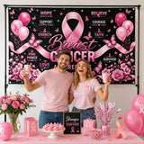 Breast Cancer Awareness Backdrop Banner October Pink Ribbon Decorations for Home Office We Wear Pink Breast Cancer Awareness Party Decorations Photo Booth Props 70.8 x 43.3 Inch