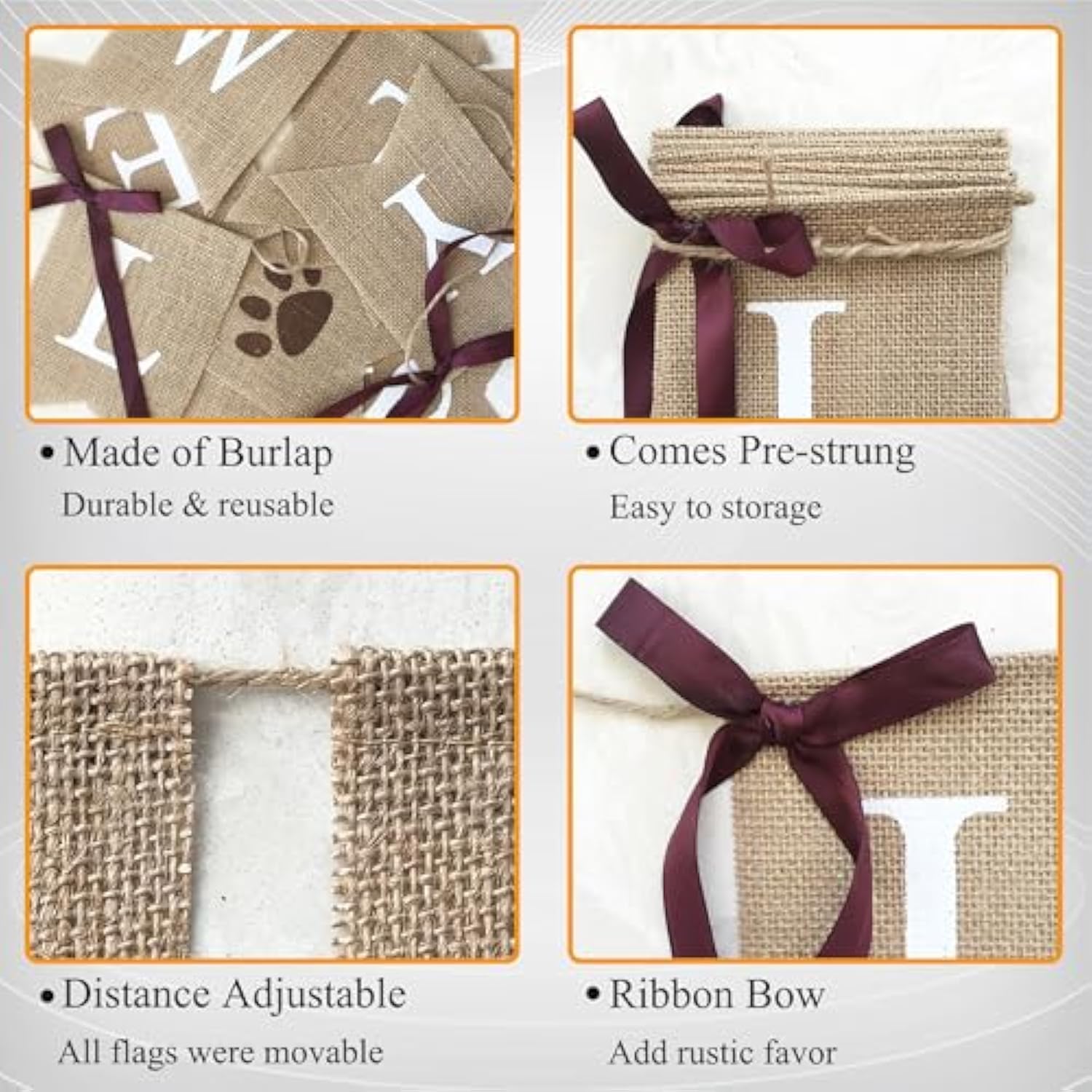 Burlap "Let's Paw-ty" banner with paw print for dog birthday and pet party décor