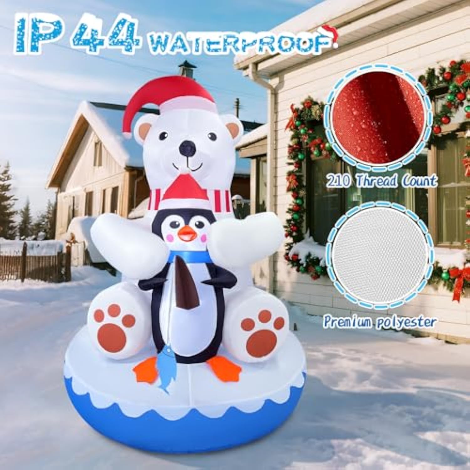 2025 Christmas Inflatable Polar Bear 6Ft Polar Bear And Penguin Fishing Christmas Inflatables Outdoor Decoration Xmas Bl