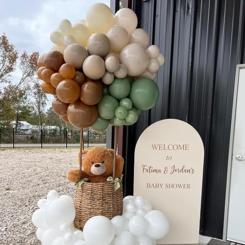 Sage Green Brown Balloons, 45 Pcs for Safari Jungle Birthday Baby Shower