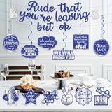 Pre-Strung Rude That You'Re Leaving But Ok Glitter Banner, Blue Silver Going Away Party We Will Miss You Decorations, Great For Goodbye Farewell Job Change Party