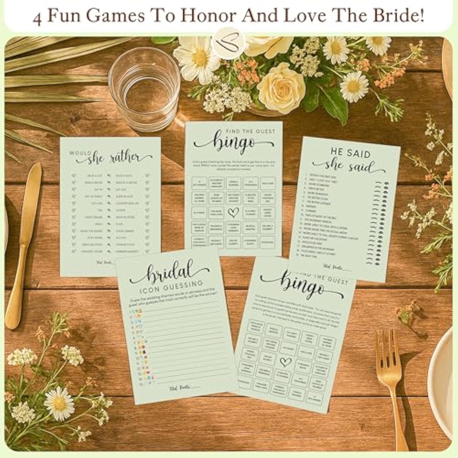 Hilarious Bridal Shower Games 30 Guests - Wedding Games For Reception Decorations, Funny Find The Guest Bingo Game, Would She Rather Sage Green Bridal Shower Activities