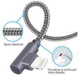 Mfi Certified Lightning Iphone Charger Cord 90 Degree Fast Data Cable Nylon Braided Compatible With Iphone Xs Max/Xs/Xr/7/7Plus/X/8/8Plus/6S/6S Plus/Se (Gray, 10Ft)