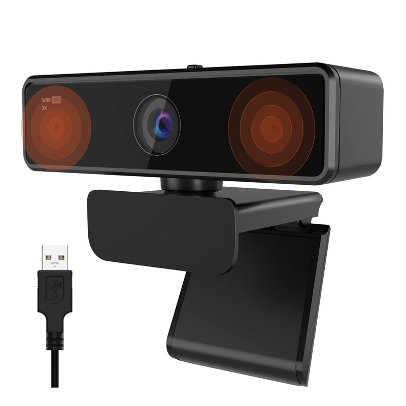 2K Webcam With Microphone, 1080P/60Fps, 1440P/30Fps, Dual Microphone With Priv