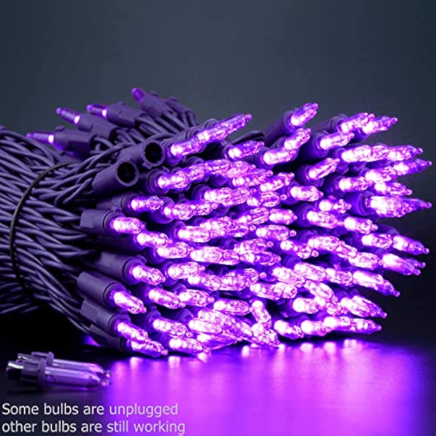 200 Purple Led Christmas Lights With Purple Wire, Pack Of 2 Strands 33 Feet 100 Lights Ul Certified Holiday String Light