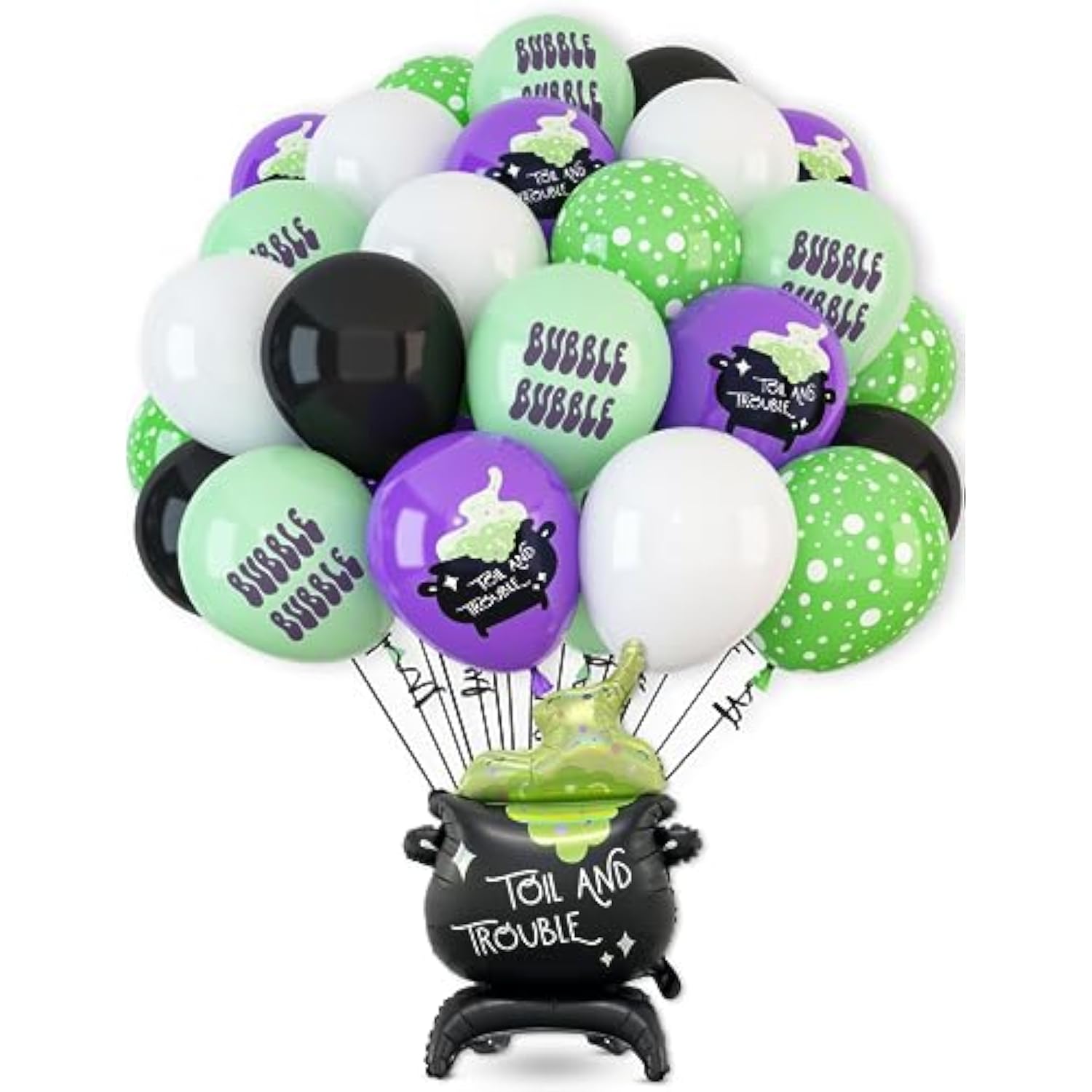 50PCS Halloween Cauldron Foil Balloons 30" Black Green Arch Kit Party Decor