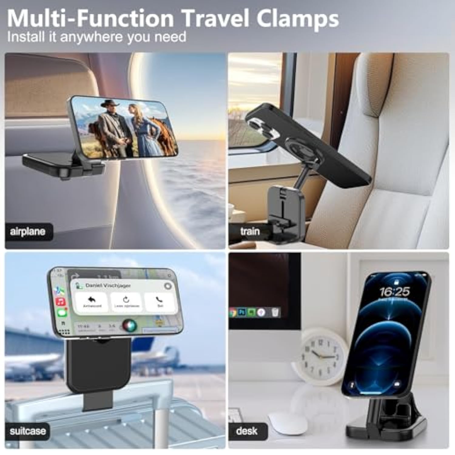 Airplane Phone Holder For Magnetic Accessories, Universal Flight Must Haves Travel Phone Holder Mount 2025 For Beach Vacation Cruise Traval Essentials Recording Compatible With Iphone