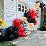157Pcs First Rodeo Balloon Garland Arch Kit - First Rodeo Party Decorations Backdrop With Black Red Khaki Cow Printed Balloon For Cowboy Themed Party Baby Shower Farm Birthday Party Decorations