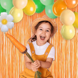 2 Pack Orange Foil Fringe Curtains Backdrop Tinsel Streamers for Party Decorations