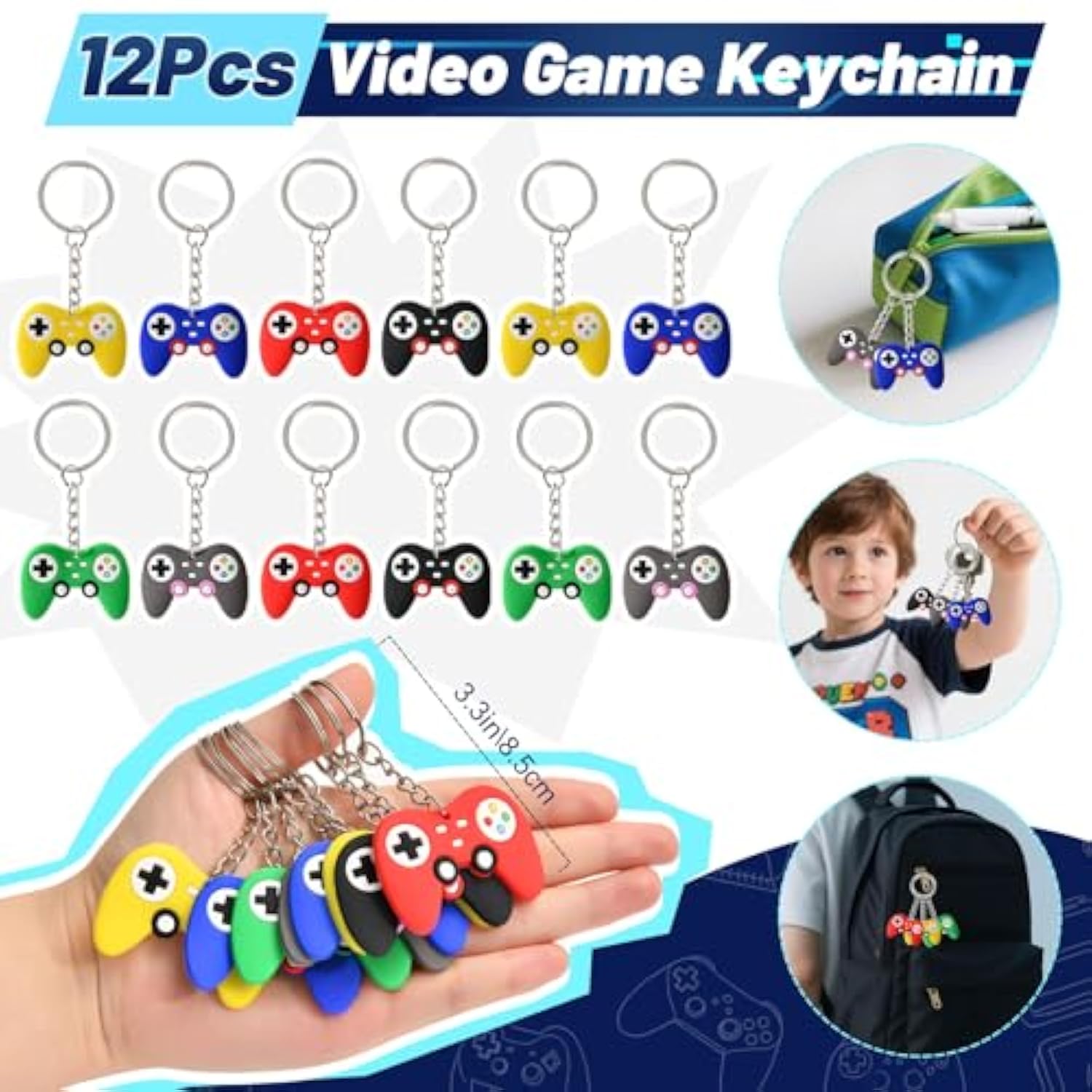Video Game Party Favors Kids Gamer Birthday Party Supplies Drawstring Bag Silicone Bracelet Glow In Dark Tattoo Sticker Keychain Gamer Party Favors Gaming Birthday Goodie Bag Stuffers
