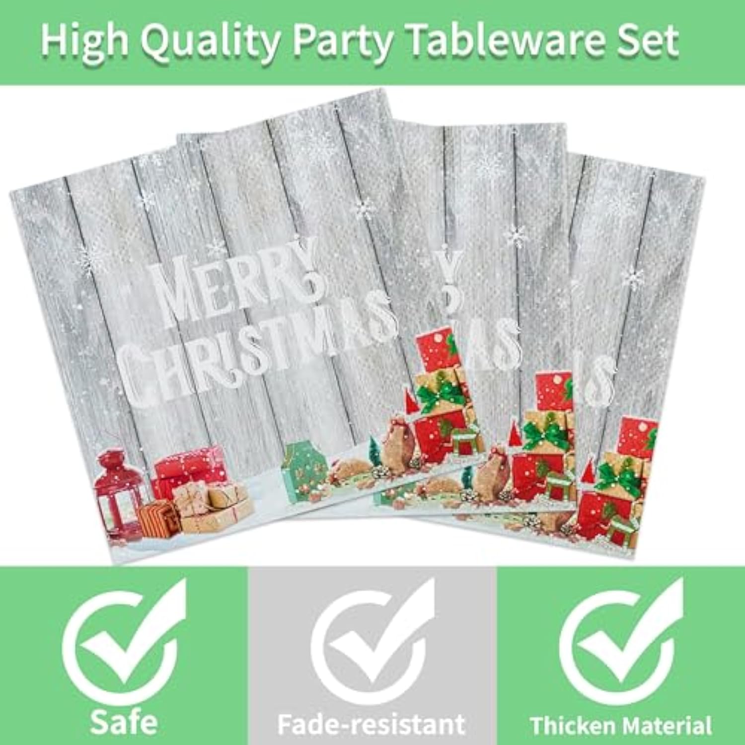 195Pcs Christmas Party Supplies Snowman Merry Christmas Paper Plates Napkins Tablecloth Christmas Tree Disposable Tableware Set For Xmas Party Decorations Serves 24