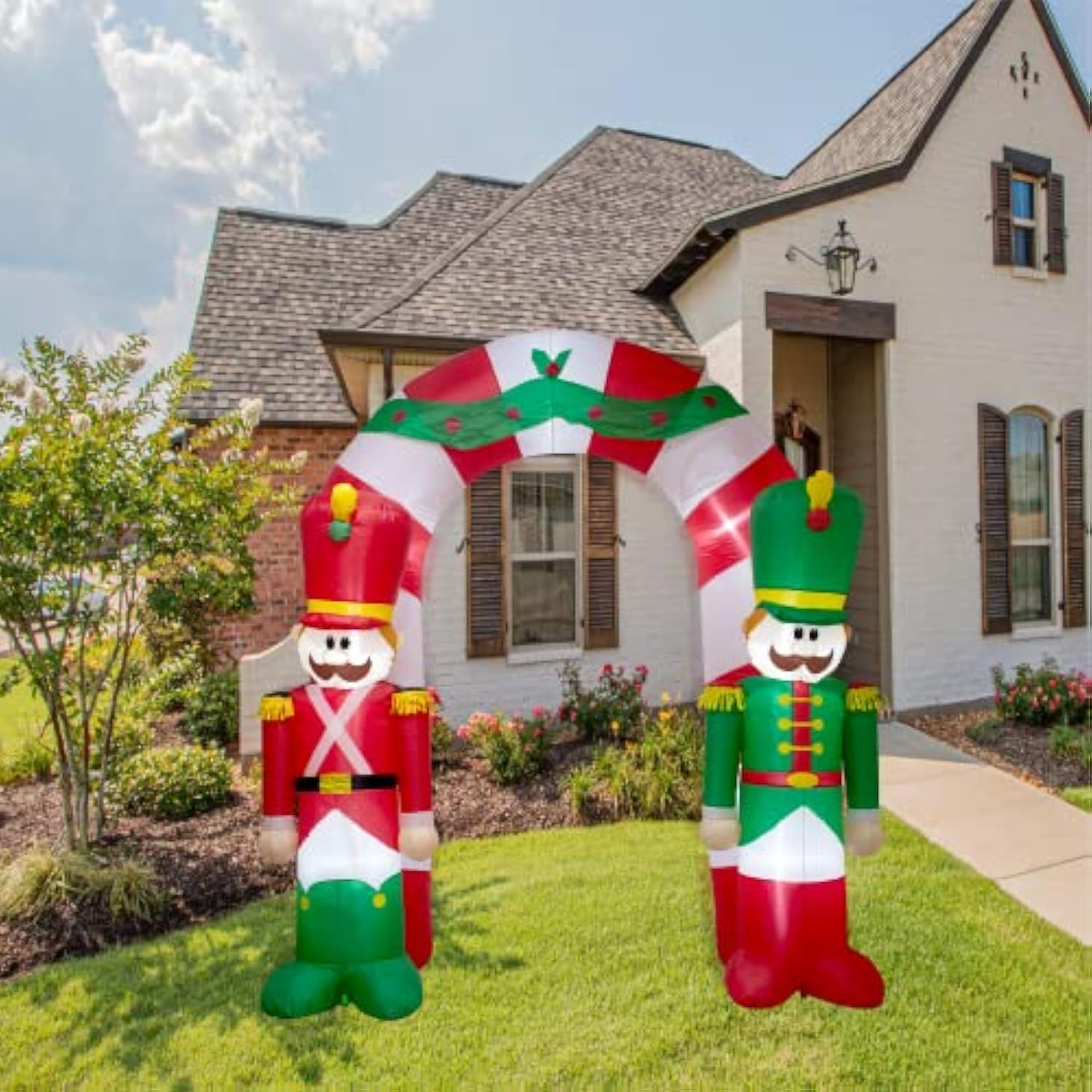 9Ft Christmas Inflatable Arch Outdoor Decoration Xmas Inflatable Nutcracker Soldier Archway Decoration With Lights Outdo